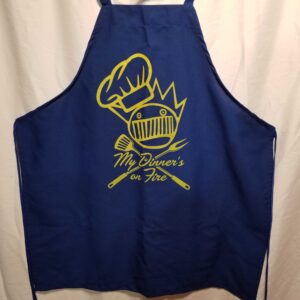 Dinner's On Fire Apron Blue